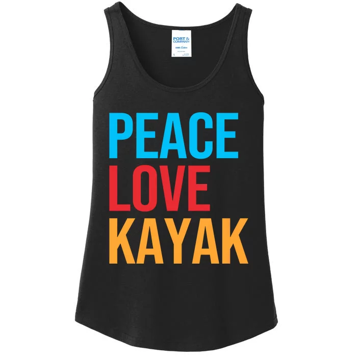 Peace Love Kayak Gift Ladies Essential Tank