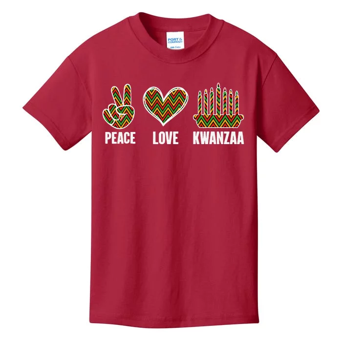 Peace Love Kwanzaa Happy Kwanzaa African American Kids T-Shirt