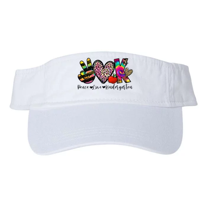 Peace Love Kindergarten Teacher Back To School Funny Valucap Bio-Washed Visor