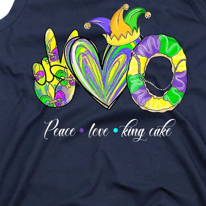 Peace Love King Cake Mardi Gras Tank Top