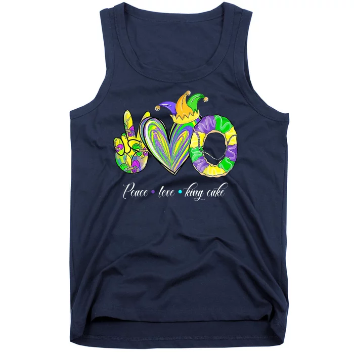 Peace Love King Cake Mardi Gras Tank Top