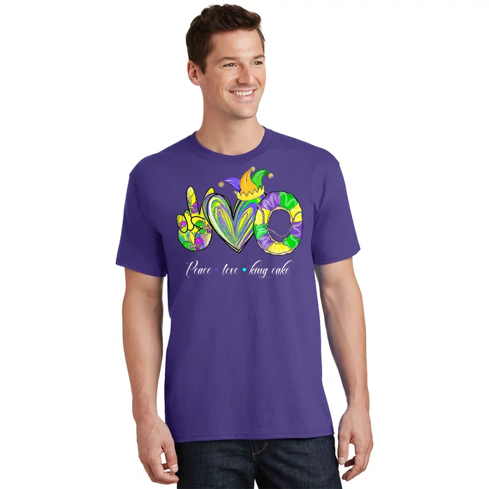 Peace Love King Cake Mardi Gras T-Shirt