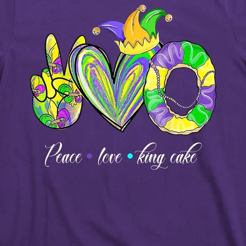 Peace Love King Cake Mardi Gras T-Shirt