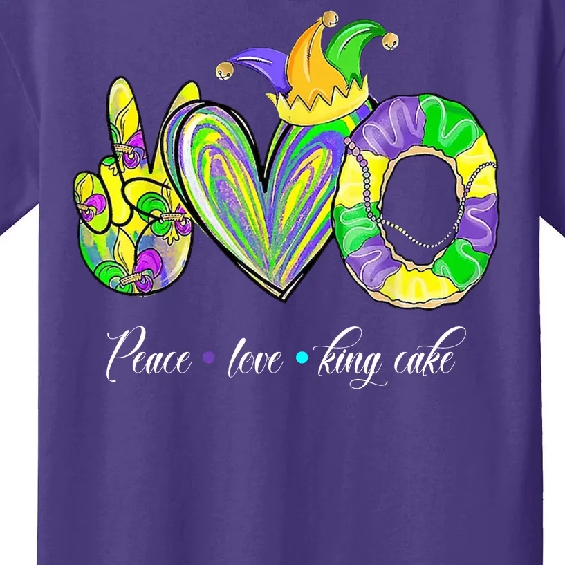 Peace Love King Cake Mardi Gras Kids T-Shirt