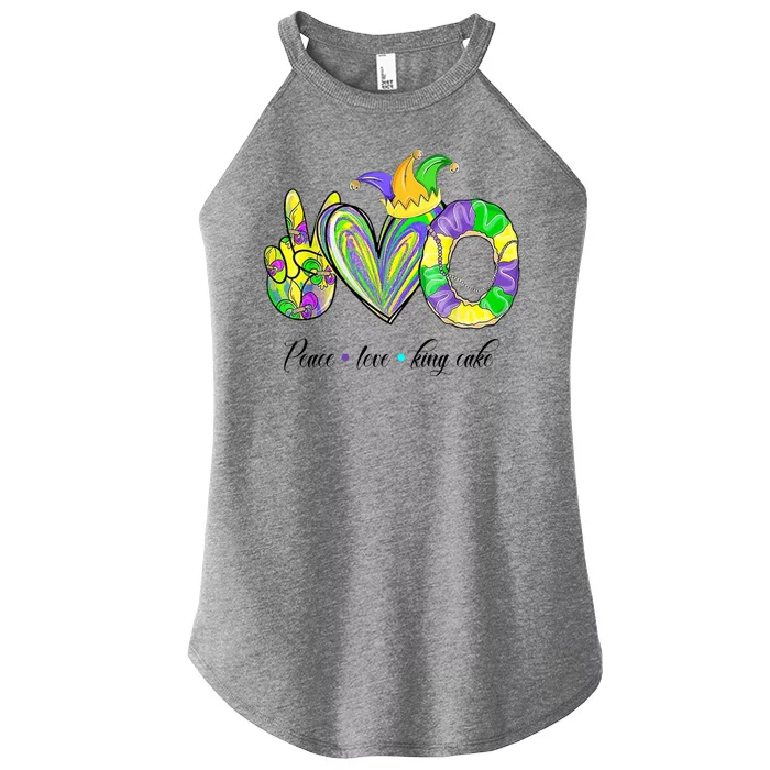 Peace Love King Cake Mardi Gras Women’s Perfect Tri Rocker Tank