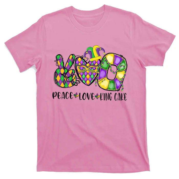Peace Love King Cake Mardi Gras Party Carnival King Long Sleeve T-Shirt  T-Shirt