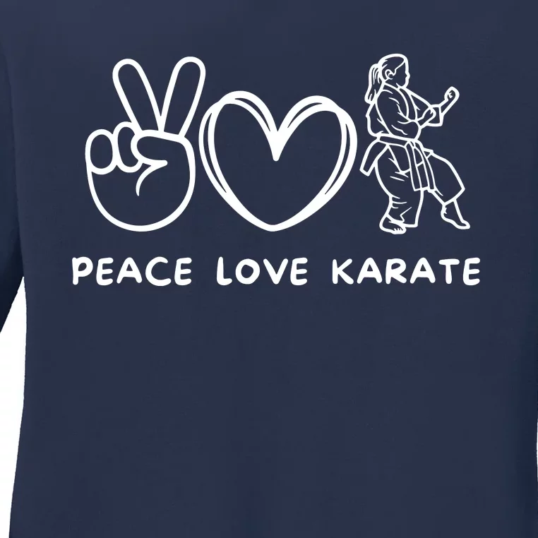 Peace Love Karate Girl Retro Karate Girl Lover Martial Arts Ladies Long Sleeve Shirt