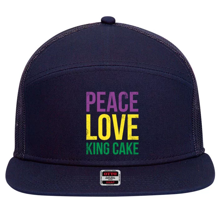 Peace Love King Cake For Baker Or Baking Fans Gift 7 Panel Mesh Trucker Snapback Hat