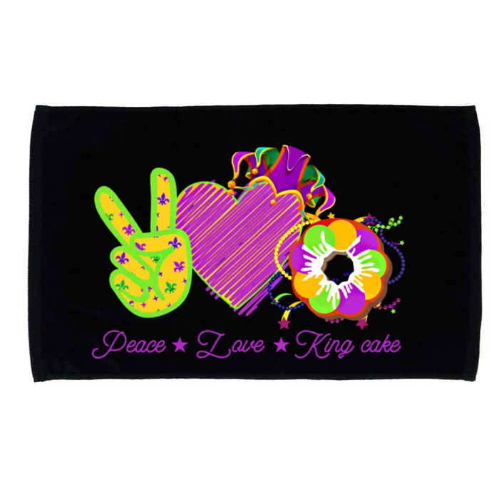 Peace Love King Cake Funny Mardi Gras Carnival Party Clothes Cute Gift Microfiber Hand Towel