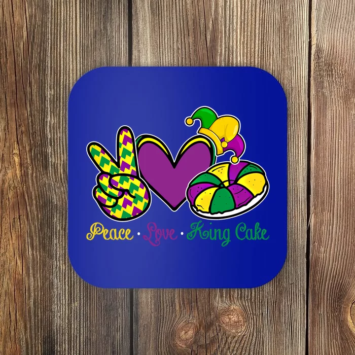 Peace Love King Cake Funny Mardi Gras Festival Carnival Gift Coaster