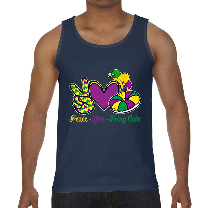 Peace Love King Cake Funny Mardi Gras Festival Carnival Gift Comfort Colors® Tank Top