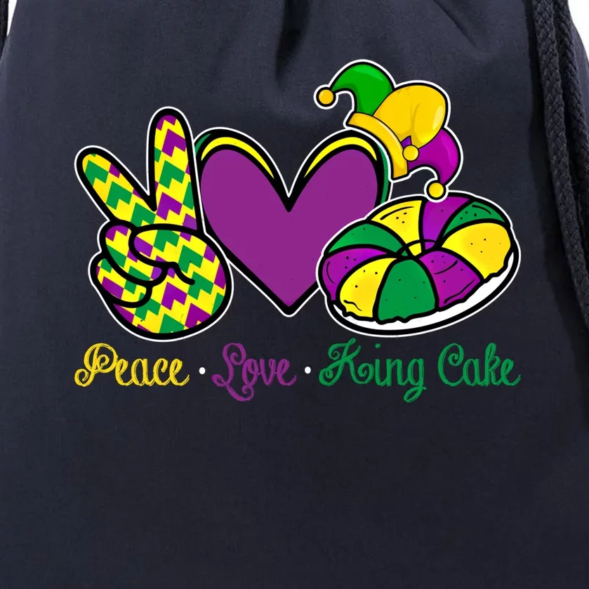 Peace Love King Cake Funny Mardi Gras Festival Carnival Gift Drawstring Bag