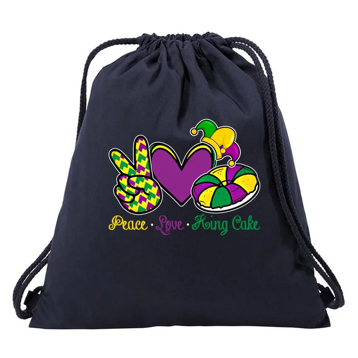 Peace Love King Cake Funny Mardi Gras Festival Carnival Gift Drawstring Bag