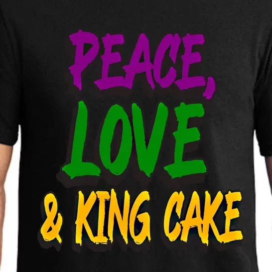 Peace Love King Cake Funny Mardi Gras Festival Party Outfit Gift Pajama Set