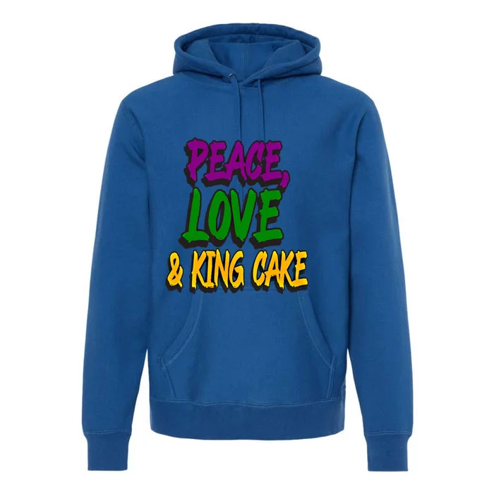 Peace Love King Cake Funny Mardi Gras Festival Party Outfit Gift Premium Hoodie