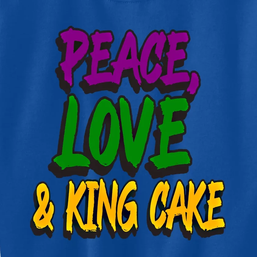 Peace Love King Cake Funny Mardi Gras Festival Party Outfit Gift Kids Sweatshirt