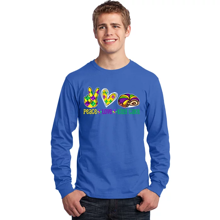 Peace Love King Cake Funny Mardi Gras Festival Party Gift Long Sleeve Shirt