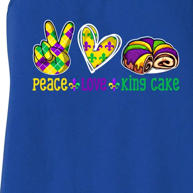 Peace Love King Cake Funny Mardi Gras Festival Party Gift Women's Racerback Tank