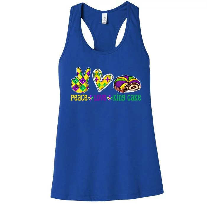 Peace Love King Cake Funny Mardi Gras Festival Party Gift Women's Racerback Tank