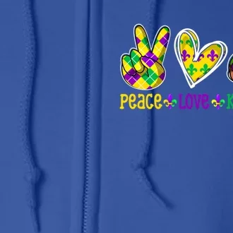 Peace Love King Cake Funny Mardi Gras Festival Party Gift Full Zip Hoodie