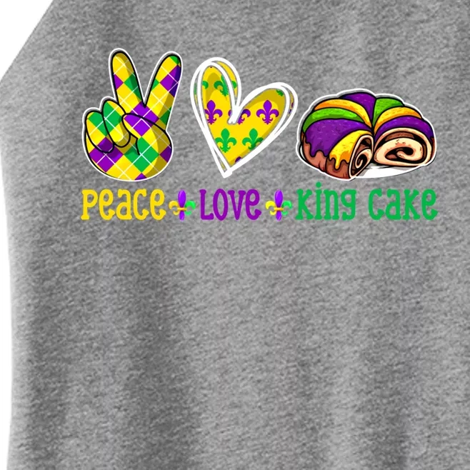 Peace Love King Cake Funny Mardi Gras Festival Party Gift Women’s Perfect Tri Rocker Tank