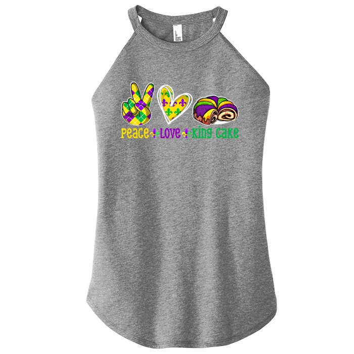 Peace Love King Cake Funny Mardi Gras Festival Party Gift Women’s Perfect Tri Rocker Tank