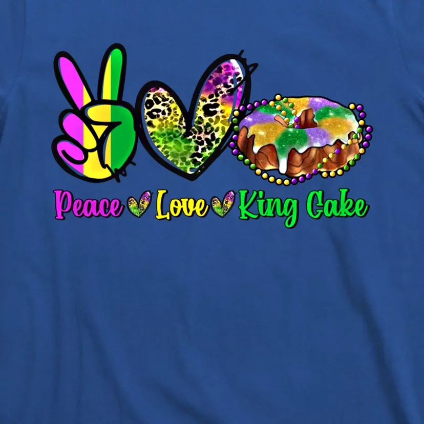 Peace Love King Cake Funny Mardi Gras Festival Party Gift T-Shirt