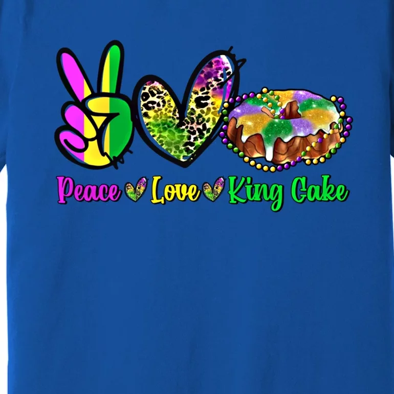 Peace Love King Cake Funny Mardi Gras Festival Party Gift Premium T-Shirt