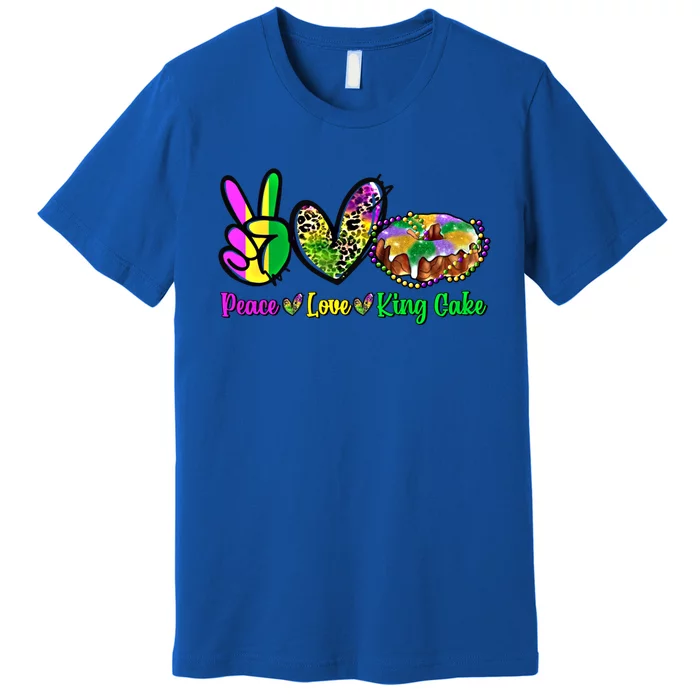 Peace Love King Cake Funny Mardi Gras Festival Party Gift Premium T-Shirt