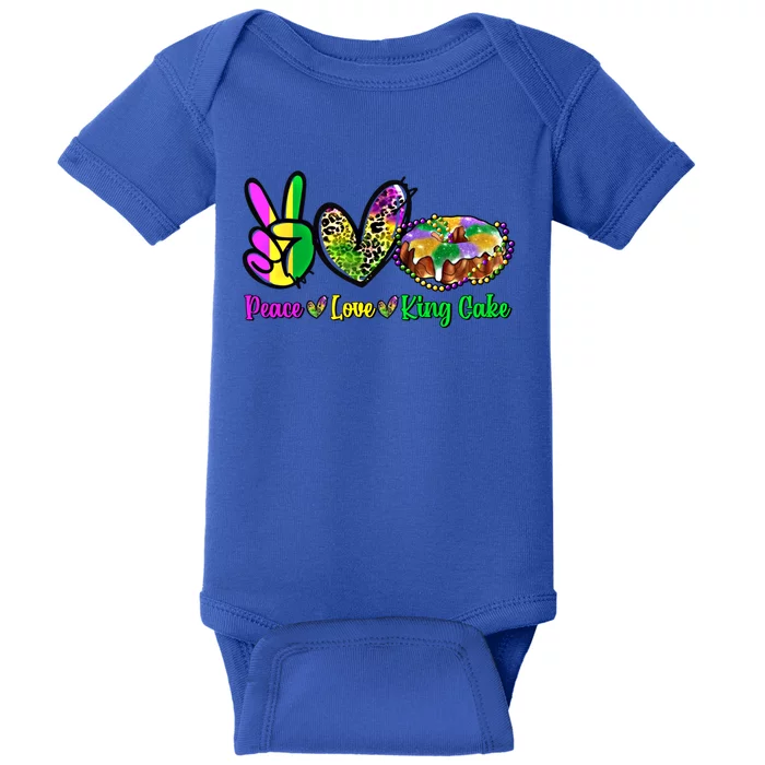 Peace Love King Cake Funny Mardi Gras Festival Party Gift Baby Bodysuit