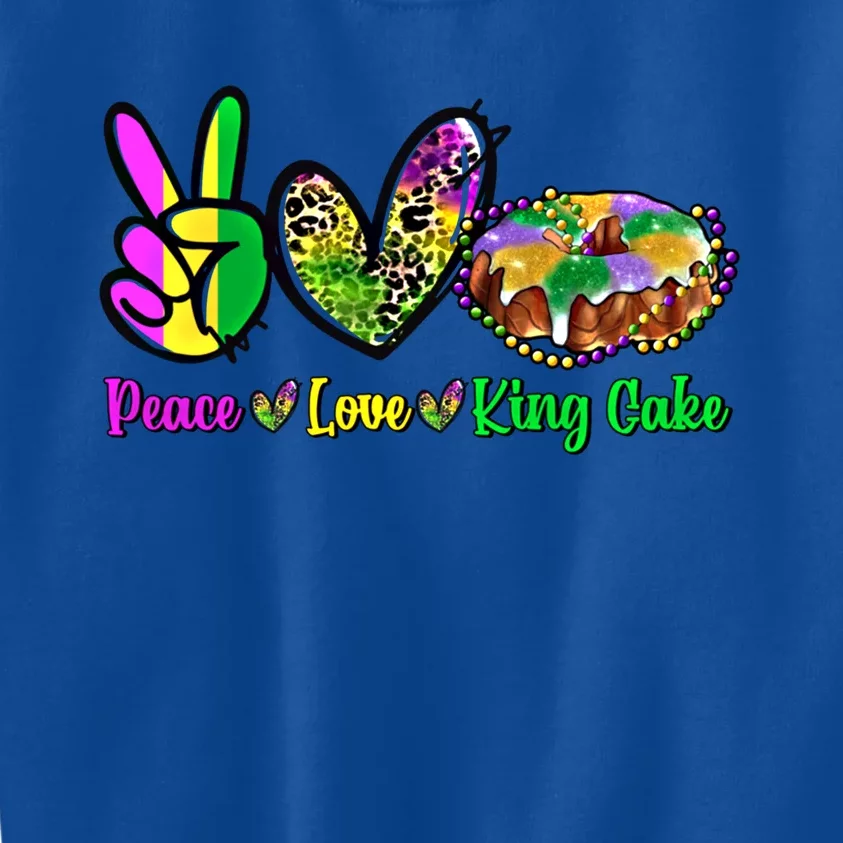 Peace Love King Cake Funny Mardi Gras Festival Party Gift Kids Sweatshirt