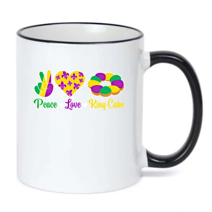 Peace Love King Cake Funny Mardi Gras Festival Party Gift Black Color Changing Mug