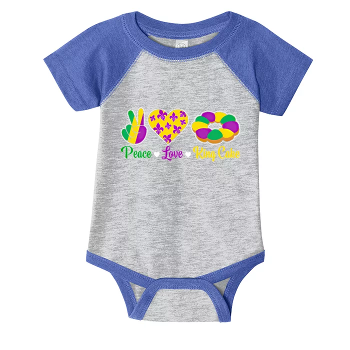 Peace Love King Cake Funny Mardi Gras Festival Party Gift Infant Baby Jersey Bodysuit