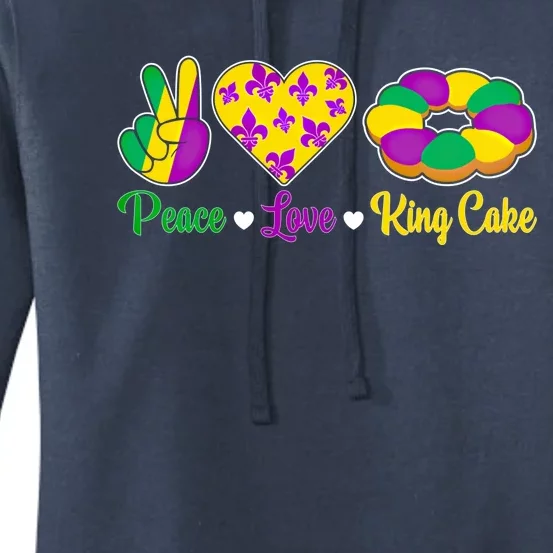 Peace Love King Cake Funny Mardi Gras Festival Party Gift Women's Pullover Hoodie