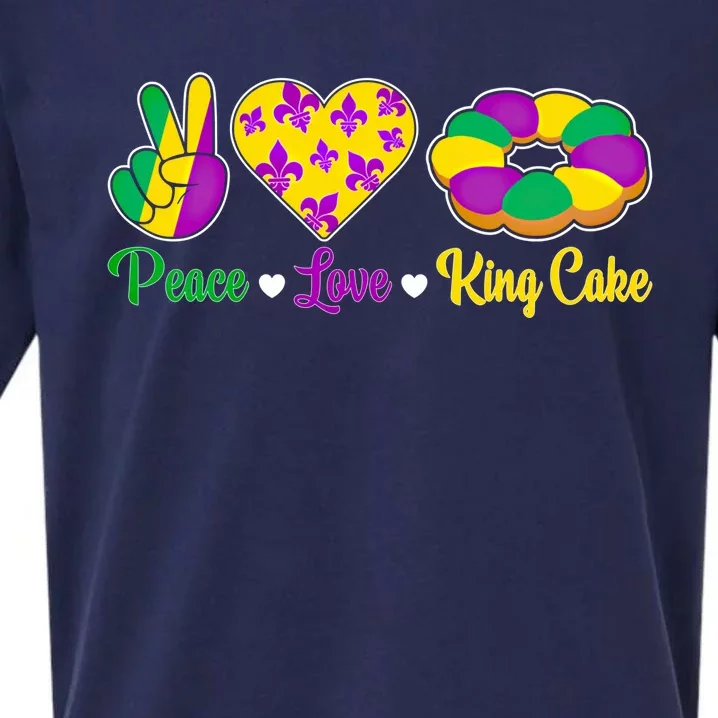 Peace Love King Cake Funny Mardi Gras Festival Party Gift Sueded Cloud Jersey T-Shirt