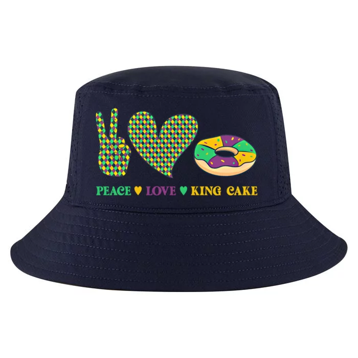 Peace Love King Cake Funny Mardi Gras King Cake Lover Gift Cool Comfort Performance Bucket Hat