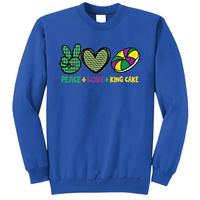 Peace Love King Cake Funny Mardi Gras King Cake Party Outfit Funny Gift Sweatshirt