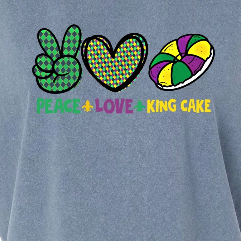 Peace Love King Cake Funny Mardi Gras King Cake Party Outfit Funny Gift Garment-Dyed Women's Muscle Tee