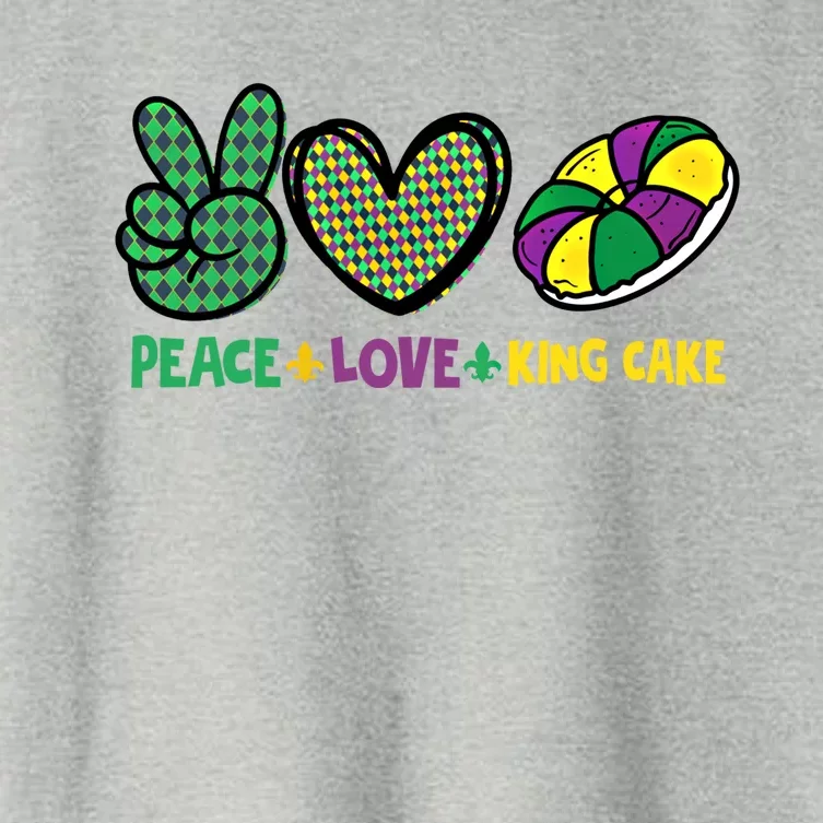 Peace Love King Cake Funny Mardi Gras King Cake Party Outfit Funny Gift Women's Crop Top Tee