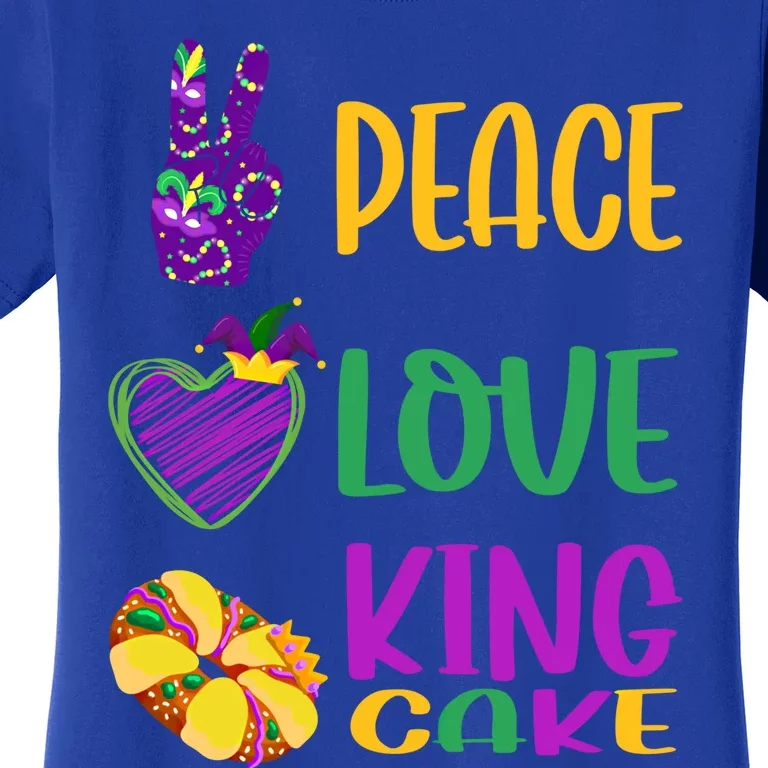 Peace Love King Cake Funny Mardi Gras New Orleans 2022 Funny Gift Women's T-Shirt