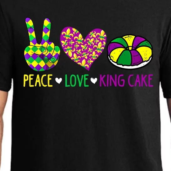 Peace Love King Cake Funny Mardi Gras New Orleans Parade Meaningful Gift Pajama Set