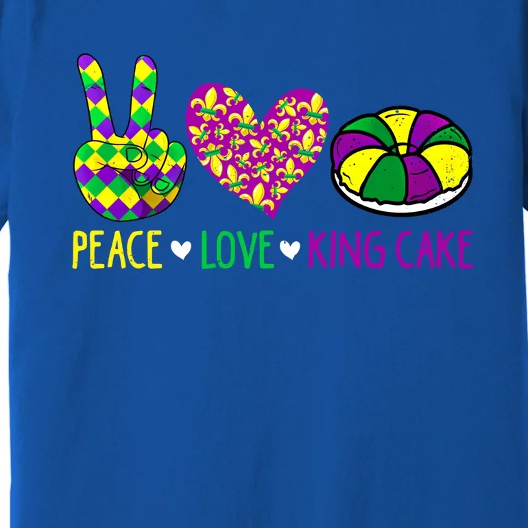 Peace Love King Cake Funny Mardi Gras New Orleans Parade Meaningful Gift Premium T-Shirt