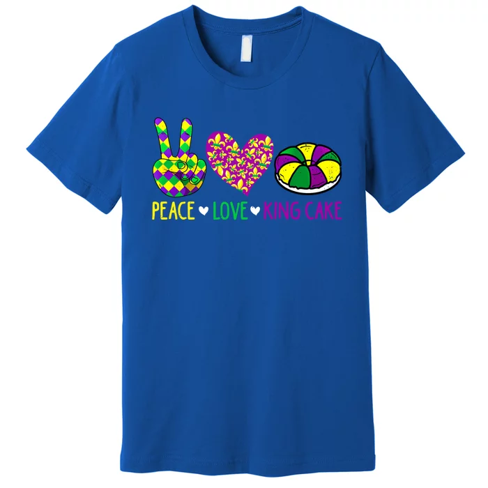 Peace Love King Cake Funny Mardi Gras New Orleans Parade Meaningful Gift Premium T-Shirt