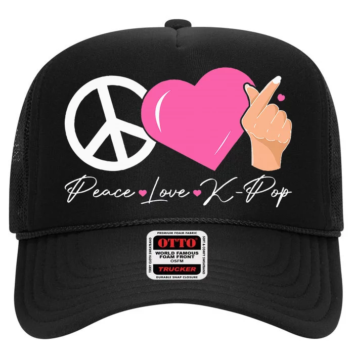 Peace Love Kpop Cute Kpop Music Anime Lover High Crown Mesh Trucker Hat