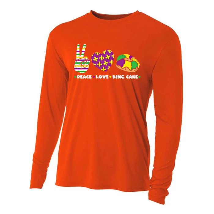 Peace Love King Cake Funny Mardi Gras Party Carnival Gift Funny Gift Cooling Performance Long Sleeve Crew