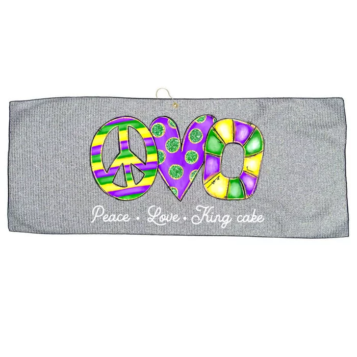 Peace Love King Cake Funny Mardi Gras Party Carnival Funny Gift Large Microfiber Waffle Golf Towel