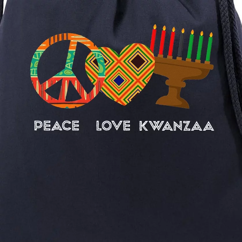 Peace Love Kwanzaa African American Celebration Drawstring Bag