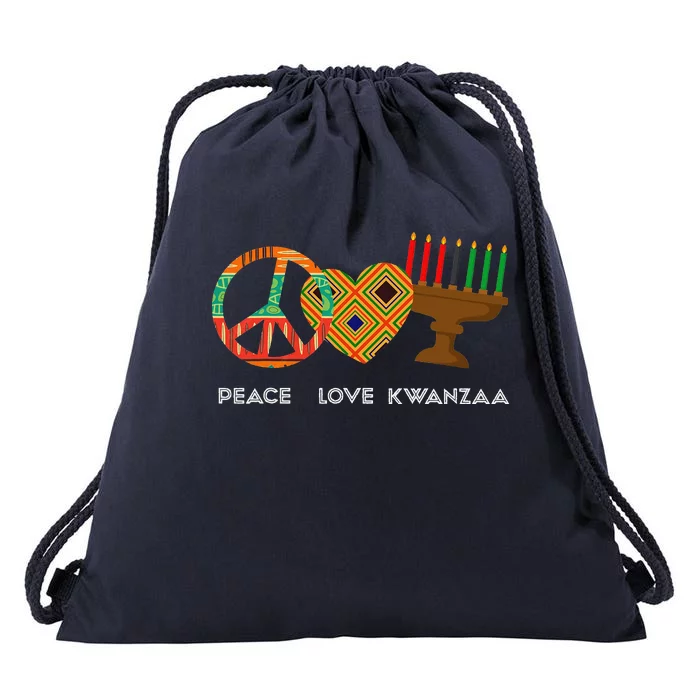 Peace Love Kwanzaa African American Celebration Drawstring Bag