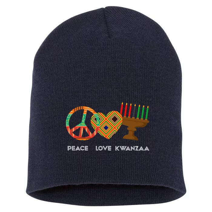 Peace Love Kwanzaa African American Celebration Short Acrylic Beanie