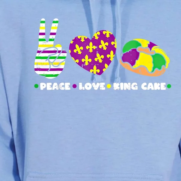 Peace Love King Cake Funny Mardi Gras Party Carnival Great Gift Unisex Surf Hoodie